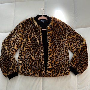 Splendid Leopard Faux Fur Jacket